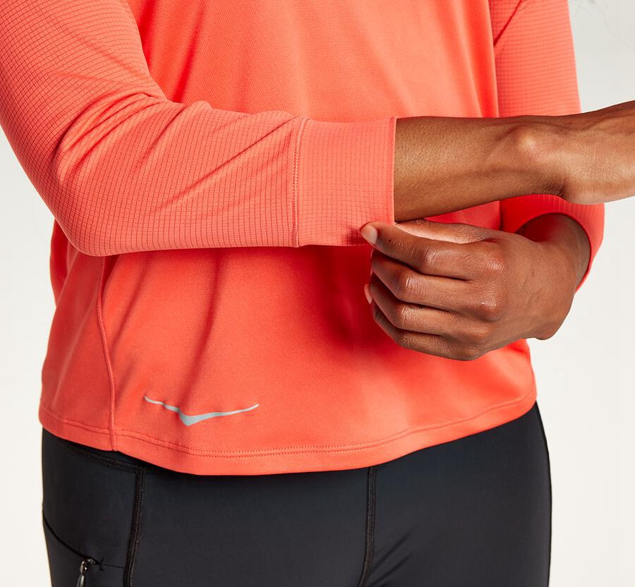 Tops Womens - Hoka One One Performance 3/4 Sleeve - Orange - NVWGZFR-46